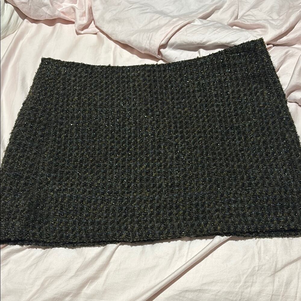 Willi Smith 10 black tweed lined mini short flat front skirt euc